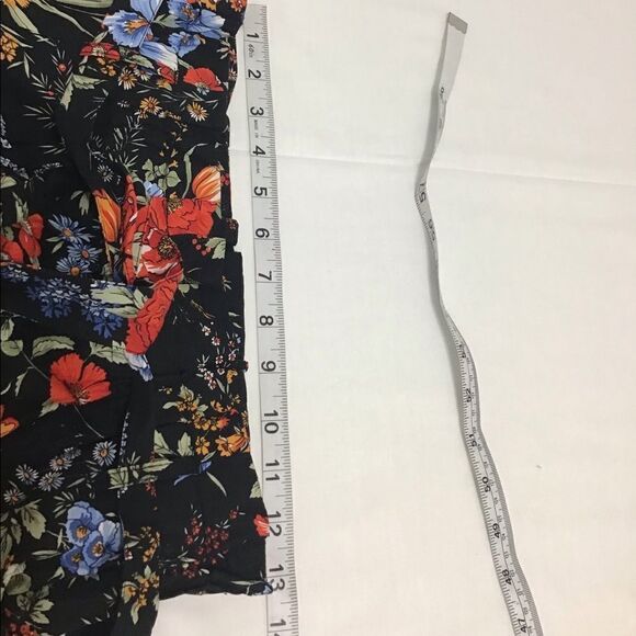 H&M Black Floral Print Paper Back Waist Self Tie Belt Size Small - Picture 6 of 8